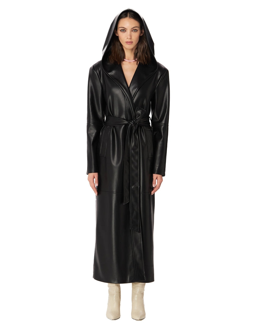 Chaperon Leather Coat Black